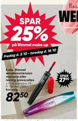 Bilka SPAR 25% på Rimmel make up tilbud