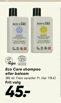 Bilka Eco Care shampoo eller balsam, DKK 45 tilbud