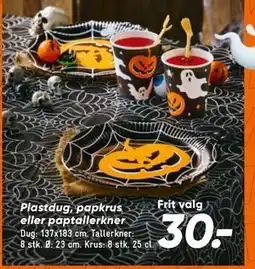 Bilka Plastdug, papkrus eller paptallerkner, DKK 30 tilbud