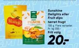 Bilka Sunshine Delights eller Fruit dips tørret frugt, DKK 20 tilbud