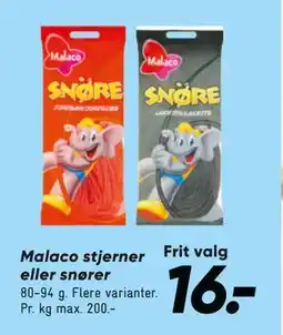 Bilka Malaco stjerner eller snører, DKK 16 tilbud