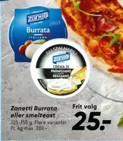 Bilka Zanetti Burrata eller smelteost, DKK 25 tilbud