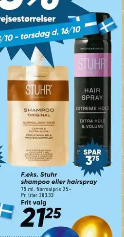 Bilka Stuhr shampoo eller hairspray, DKK 21.25 tilbud