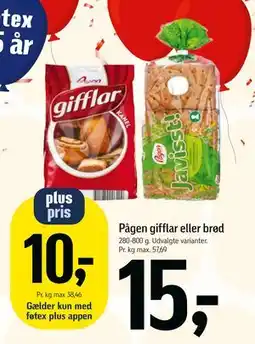 Føtex Pågen gifflar eller brød, DKK 15, App-pris tilbud