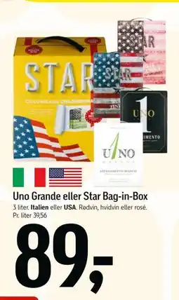 Føtex Uno Grande eller Star Bag-in-Box, DKK 89 tilbud