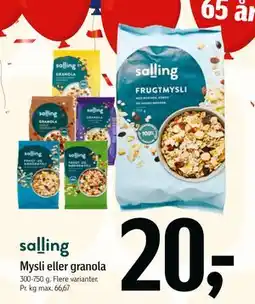 Føtex Mysli eller granola, DKK 20 tilbud