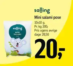 Føtex Mini salami pose, DKK 20 tilbud
