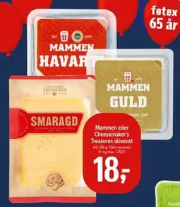 Føtex Mammen eller Cheesemaker’s Treasures skiveost, DKK 18 tilbud