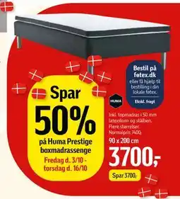 Føtex Spar 50% på Huma Prestige boxmadrassenge, DKK 3700 tilbud