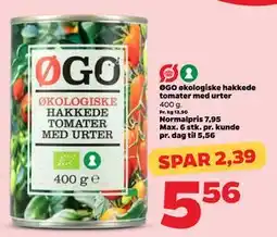 Netto ØGO økologiske hakkede tomater med urter, DKK 5.56 tilbud