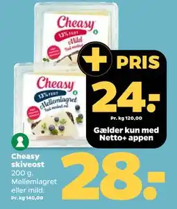 Netto Cheasy skiveost, DKK 28, App-pris tilbud