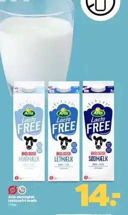 Netto Arla økologisk laktosefri mælk, DKK 14 tilbud