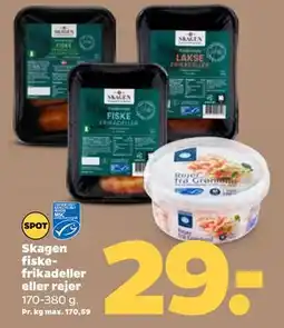 Netto Skagen fiskefrikadeller eller rejer, DKK 29 tilbud