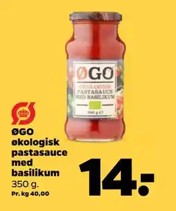 Netto ØGO økologisk pastasauce med basilikum, DKK 14 tilbud