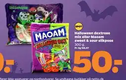 Netto Halloween dextrose mix eller Maoam sweet & sour slikpose, DKK 50 tilbud