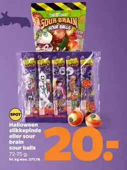 Netto Halloween slikkepinde eller sour brain sour balls, DKK 20 tilbud
