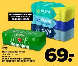 Netto Heineken eller Royal, DKK 69 tilbud