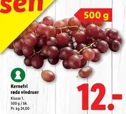 Lidl Kernefri røde vindruer, DKK 12 tilbud
