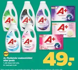 Netto A+ flydende vaskemiddel eller pods, DKK 49 tilbud