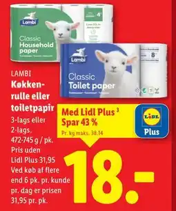 Lidl Køkkenrulle eller toiletpapir, DKK 31.95, App-pris tilbud