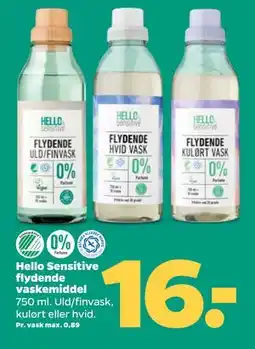 Netto Hello Sensitive flydende vaskemiddel, DKK 16 tilbud