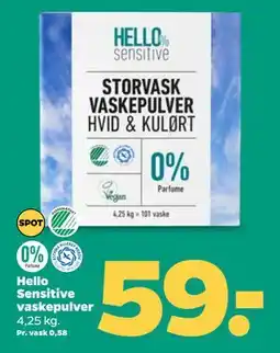 Netto Hello Sensitive vaskepulver, DKK 59 tilbud