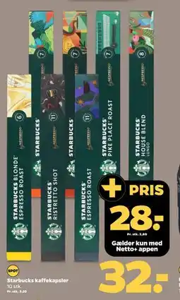 Netto Starbucks kaffekapsler, DKK 32, App-pris tilbud