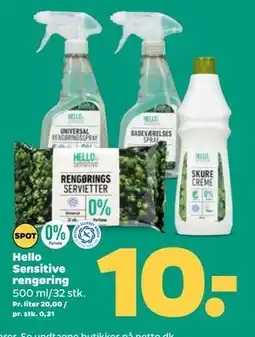 Netto Hello Sensitive rengøring, DKK 10 tilbud
