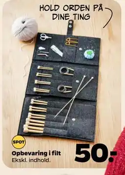 Netto Opbevaring i filt, DKK 50 tilbud