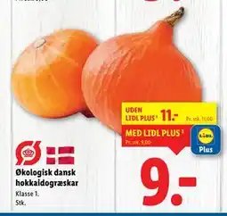 Lidl Økologisk dansk hokkaidogræskar, DKK 11, App-pris tilbud