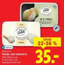 Lidl Vanilje- eller trefarvet is, DKK 35 tilbud