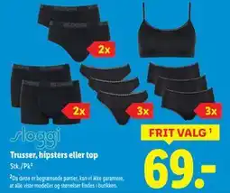 Lidl Trusser, hipsters eller top, DKK 69 tilbud