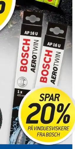 Thansen SPAR 20% PÅ VINDUESVISKERE FRA BOSCH tilbud
