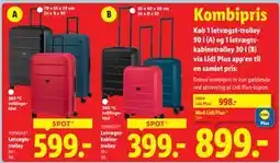 Lidl letvægst-trolley 90 l (A) og 1 letvægtskabinetrolley 30 l, DKK 998, App-pris tilbud