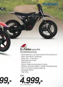 Thansen EL-Pitbike, DKK 4999 tilbud