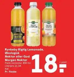 SPAR Rynkeby Rigtig Lemonade, Økologisk Nektar eller God Morgen Nektar, DKK 18 tilbud