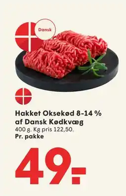 SPAR Hakket Oksekød 8-14 % af Dansk Kødkvæg, DKK 49 tilbud