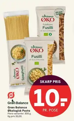 SPAR Grøn Balance Økologisk Pasta, DKK 10 tilbud