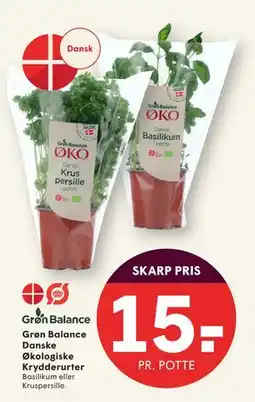 SPAR Grøn Balance Danske Økologiske Krydderurter, DKK 15 tilbud