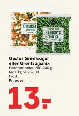 SPAR Gestus Grøntsager eller Grøntsagsmix, DKK 13 tilbud