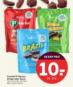 SPAR Carletti P-Tærter, Dragé eller Skum, DKK 10 tilbud