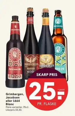 SPAR Grimbergen, Jacobsen eller 1664 Blanc, DKK 25 tilbud