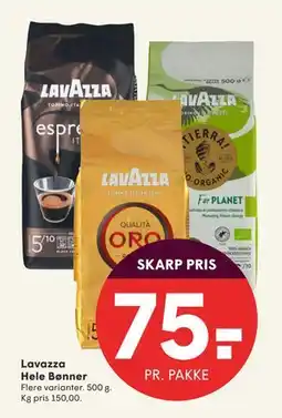 SPAR Lavazza Hele Bønner, DKK 75 tilbud