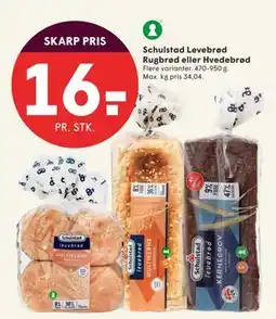 SPAR Schulstad Levebrød Rugbrød eller Hvedebrød, DKK 16 tilbud