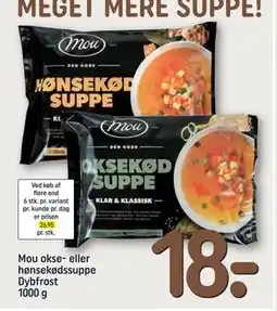 REMA 1000 Mou okse- eller hønsekødssuppe Dybfrost 1000 g, DKK 18 tilbud