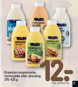 REMA 1000 Graasten mayonnaise, remoulade eller dressing 375-425 g, DKK 12 tilbud