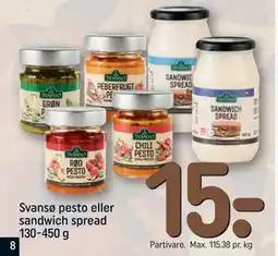 REMA 1000 Svansø pesto eller sandwich spread 130-450 g, DKK 15 tilbud