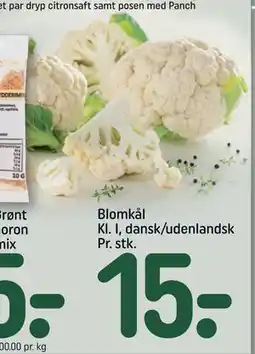 REMA 1000 Blomkål Kl. I, dansk/udenlandsk Pr. stk., DKK 15 tilbud