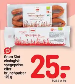 REMA 1000 Gram Slot økologisk spegepølse eller brunchpølser 175 g, DKK 25 tilbud