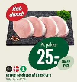 Min Købmand Gestus Koteletter af Dansk Gris, DKK 25 tilbud